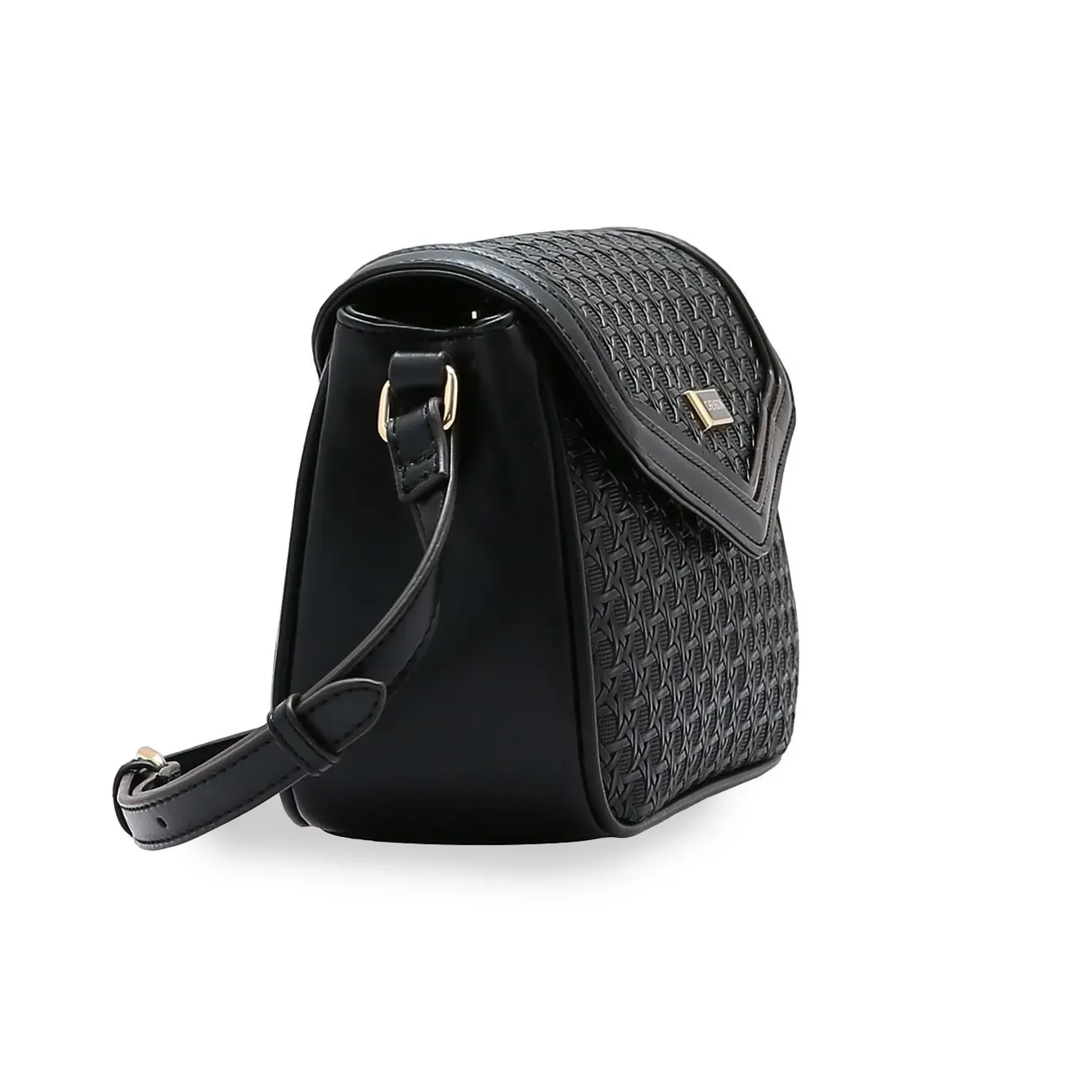 Bolsa Chenson Max Tresse vista lateral com alça ajustável e ferragens douradas